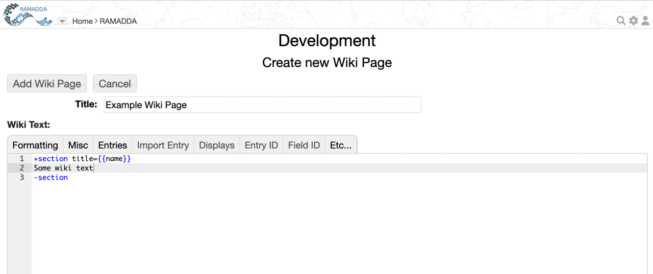Wiki Page Create Form